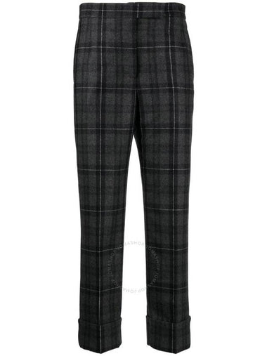 Thom Browne Ladies Charcoal Check-Pattern Cropped Trousers, Brand Size 40 (US Size 8) - THOM BROWNE - BALAAN 1