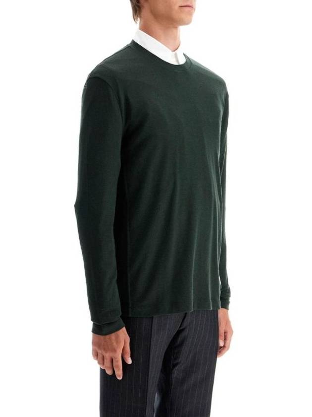 4 Bar Jersey Stretch Wool Knit Top Green - THOM BROWNE - BALAAN 5