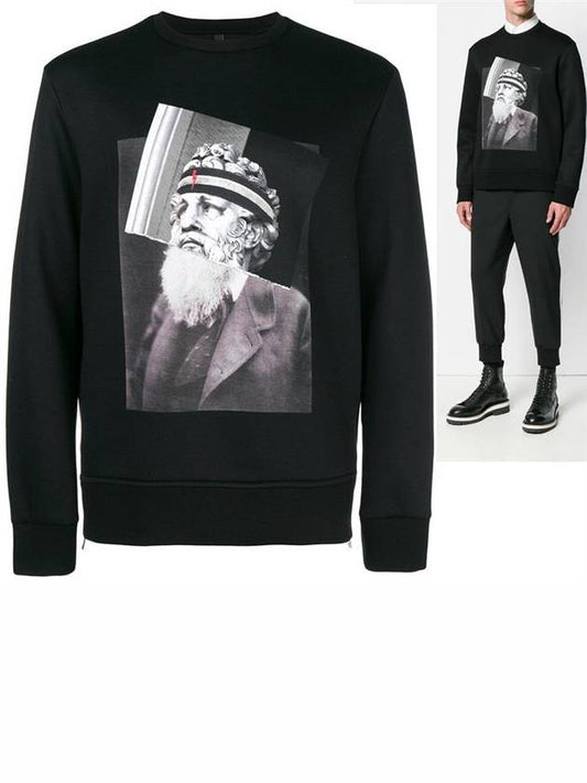 Men's Poseidon Print Sweatshirt Black - NEIL BARRETT - BALAAN 2