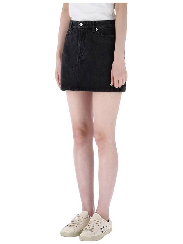 Stone Washed Denim Mini A-Line Skirt Black - A.P.C. - BALAAN 4