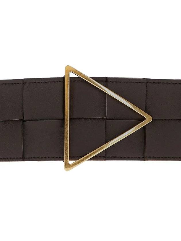 Intrecciato Triangle Buckle Leather Belt Brown - BOTTEGA VENETA - BALAAN 5