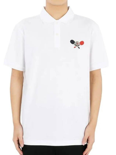 Tennis Logo Patch Polo Shirt White - MONCLER - BALAAN 2