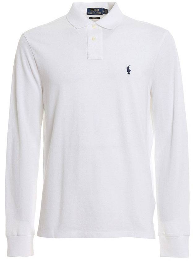 Embroidered Logo Slim Fit Polo Shirt White - POLO RALPH LAUREN - BALAAN 1