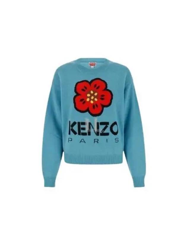 Boke Flower Logo Wool Knit Top Light Blue - KENZO - BALAAN 2