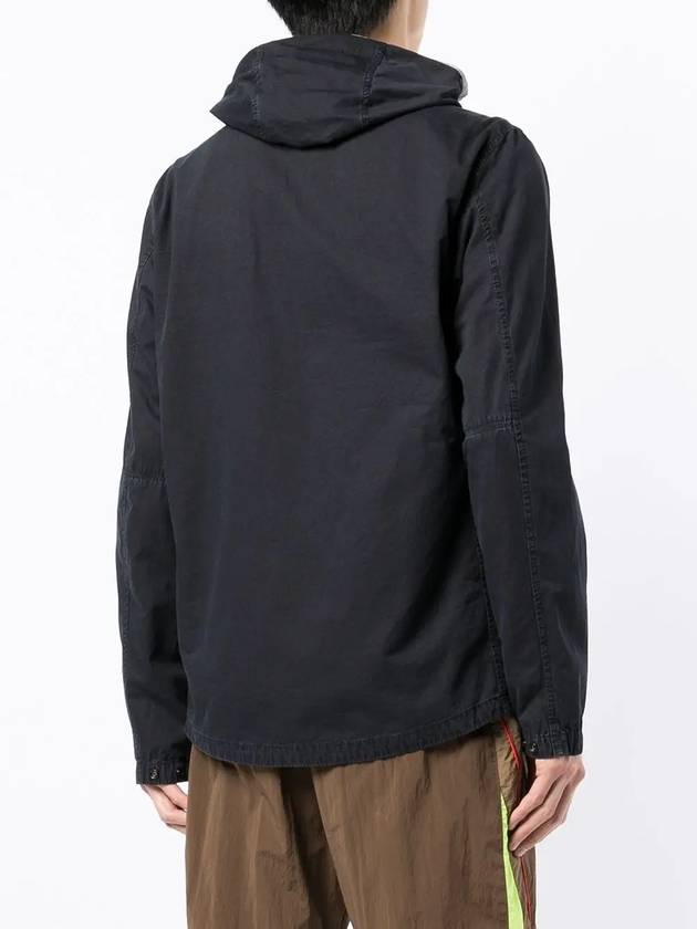 Brushed Cotton Canvas Hooded Jacket Navy - STONE ISLAND - BALAAN 5