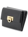 Gancini Compact Half Wallet Black - SALVATORE FERRAGAMO - BALAAN 5