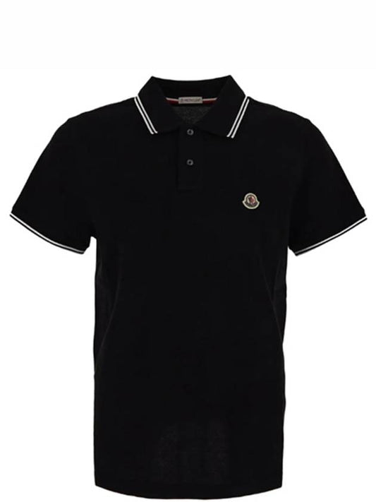 Logo Patch Cotton Polo Shirt Black - MONCLER - BALAAN 2