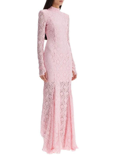 long pink lace dress with open back for special occasions - ROTATE - BALAAN 2