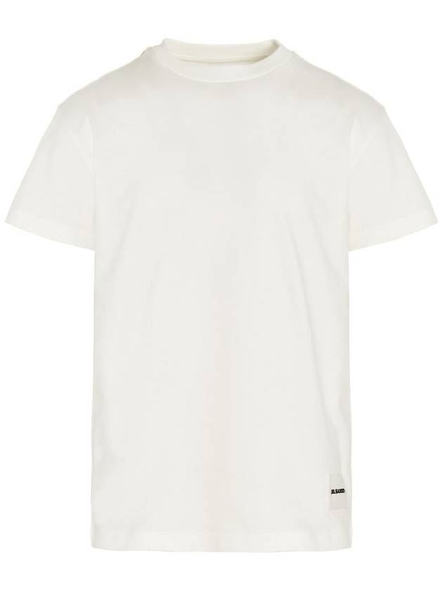 Logo Patch Cotton Short Sleeve T-Shirt 3 Pack White - JIL SANDER - BALAAN 3