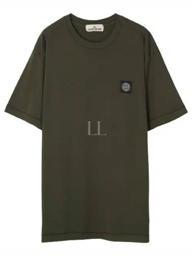 Slimfit Cotton Jersey Short Sleeve T-shirt Olive Green - STONE ISLAND - BALAAN 2