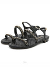 Black Gold Chain Quilted Strap Sandals Slippers G36934 - CHANEL - BALAAN 2