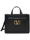 V Logo Zipper Leather Shoulder Bag Black - VALENTINO - BALAAN 2