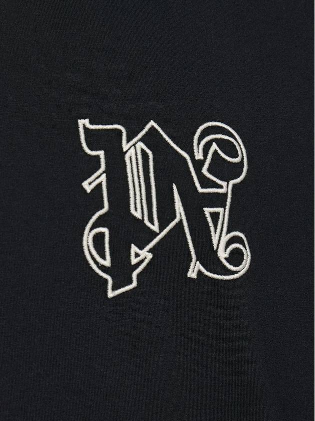 Men's Monogram Logo Print Short Sleeve T-Shirt Black - PALM ANGELS - BALAAN 5