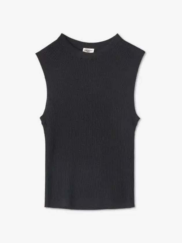 Rib Knit Sleeveless Black - SAINT LAURENT - BALAAN 2