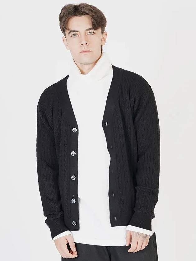 Silket Cable Y neck Cardigan Black - CHANCE'S NOI - BALAAN 4