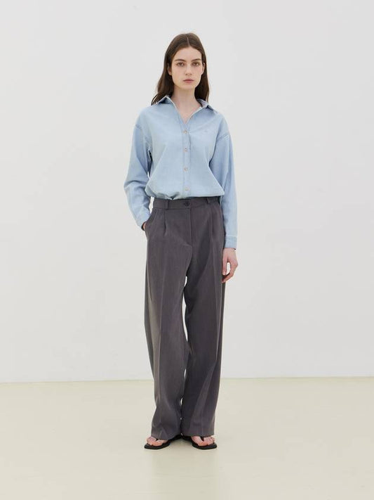 Wide Two Tuck Slacks Grey - LESEIZIEME - BALAAN 2