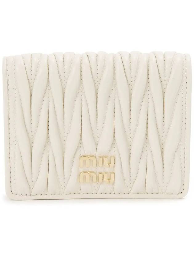 Matelasse Leather Half Wallet White - MIU MIU - BALAAN 3