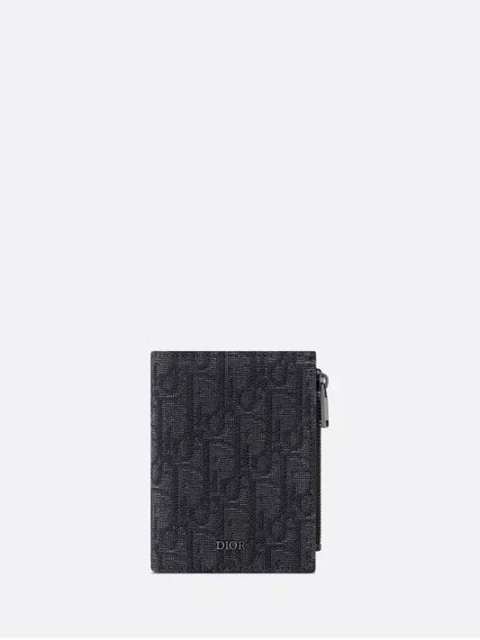 Compact Vertical Oblique Jacquard Canvas Card Wallet Black - DIOR - BALAAN 2