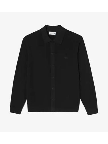 Men s Shirt Collar Cardigan Black - LACOSTE - BALAAN 1