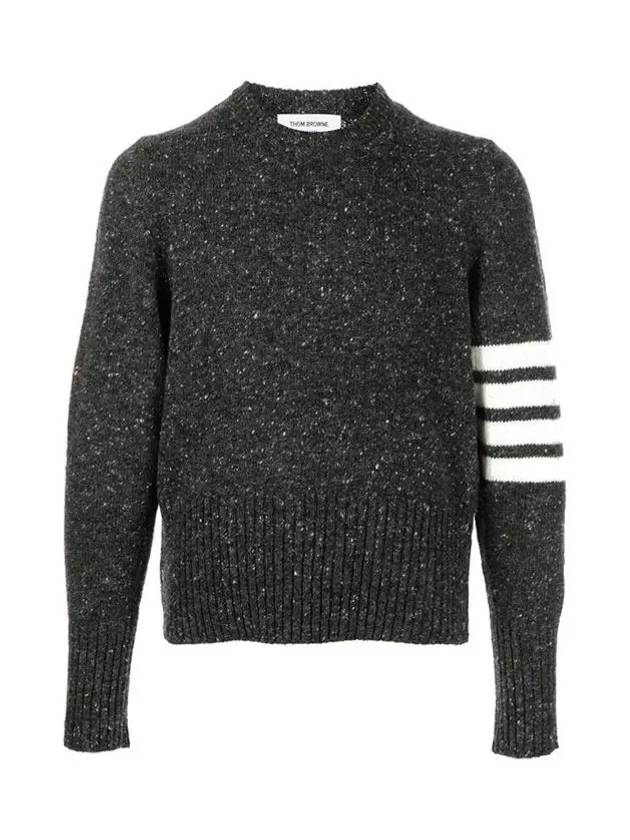 Diagonal Striped Mohair Wool Knit Top Dark Grey - THOM BROWNE - BALAAN 3