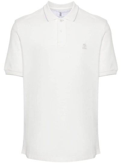 Embroidered Logo Short Sleeve Polo Shirt White - BRUNELLO CUCINELLI - BALAAN 2