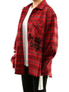 Women's Overfit Red Check Shirt OMGA091F19F330062010 - OFF WHITE - BALAAN 5