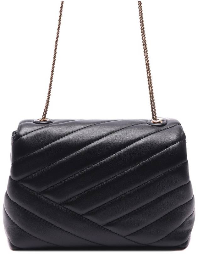 Gold Hardware Kira Chevron Chain Shoulder Bag Black - TORY BURCH - BALAAN 5