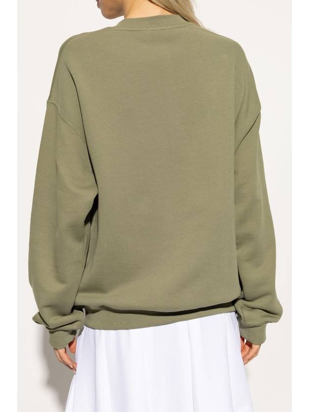 Loose Fit Badge Accent Fleece Sweatshirt Khaki - LACOSTE - BALAAN 5