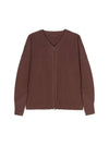 Pleated Zip-Up Cardigan Brown - ISSEY MIYAKE - BALAAN 1