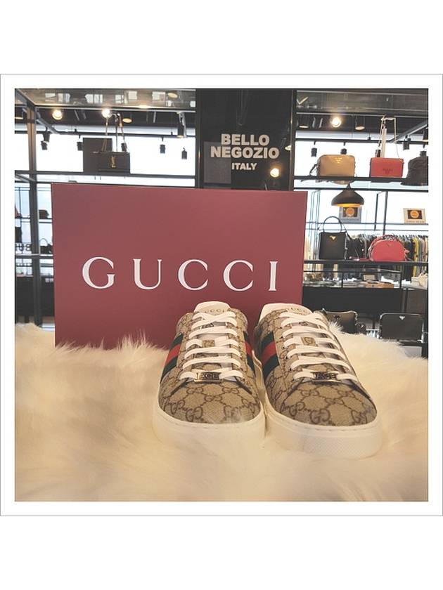 Ace GG Supreme Canvas Low Top Sneakers Beige - GUCCI - BALAAN 2