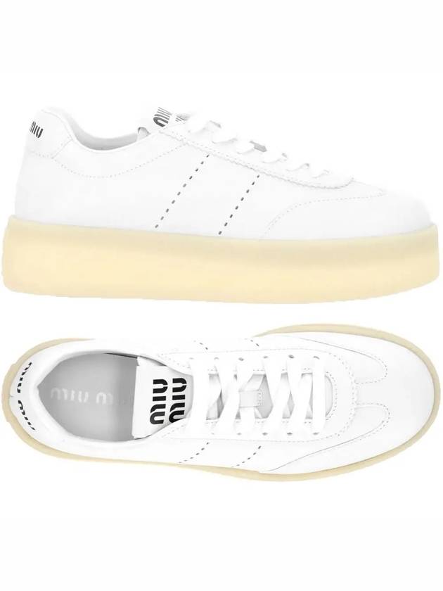 Logo Patch Lace-Up Low Top Sneakers White - MIU MIU - BALAAN 2