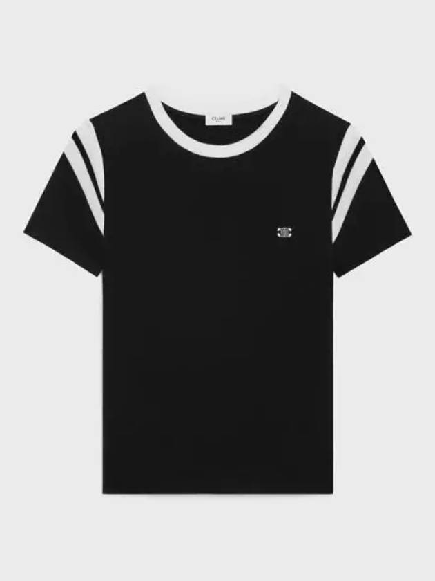 Regular Fit Cotton Jersey Short Sleeve T-Shirt Black - CELINE - BALAAN 2