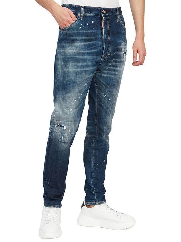 White Painting Washed Denim Straight Jeans Navy - DSQUARED2 - BALAAN 6