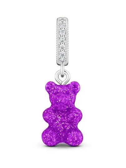 NOSTALGIA BEAR MAGENTA PAVE CONNECTOR SILVER pendant charm - CRYSTAL HAZE - BALAAN 2