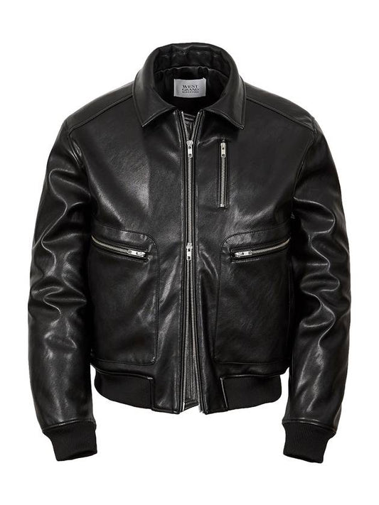 Overfit Aircraft Vegan Leather Padded Bomber BLACK - WEST GRAND BOULEVARD - BALAAN 2