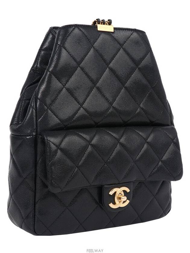 CC Pocket Chain Backpack Black Gold Caviar 73553 - CHANEL - BALAAN 2