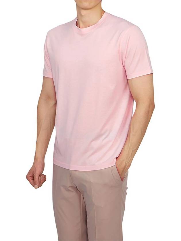 Men's Lyocell Round Neck Cotton Short Sleeve T-Shirt Pink - TOM FORD - BALAAN 7