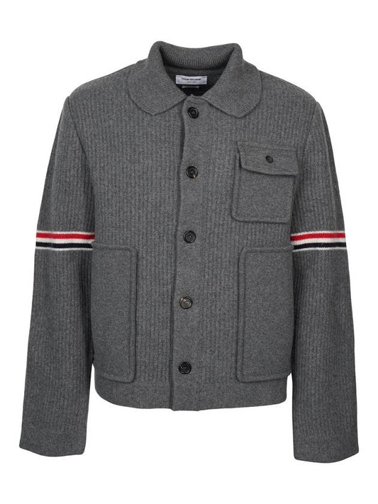 Men's Voile Wool Stripe Workman Jacket Grey - THOM BROWNE - BALAAN 1