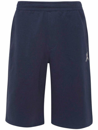 Cross Logo Cotton Shorts Midnight Blue - KENZO - BALAAN 1