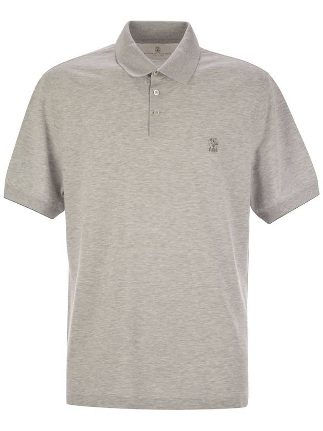 Cotton polo shirt with printed logo - BRUNELLO CUCINELLI - BALAAN 1