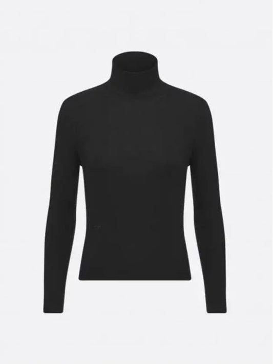 Long Sleeve Cashmere Silk Turtleneck Black - DIOR - BALAAN 2