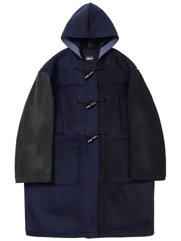 Men's Oversized Wool Mix Duffel Coat Navy - AJOBYAJO - BALAAN 2