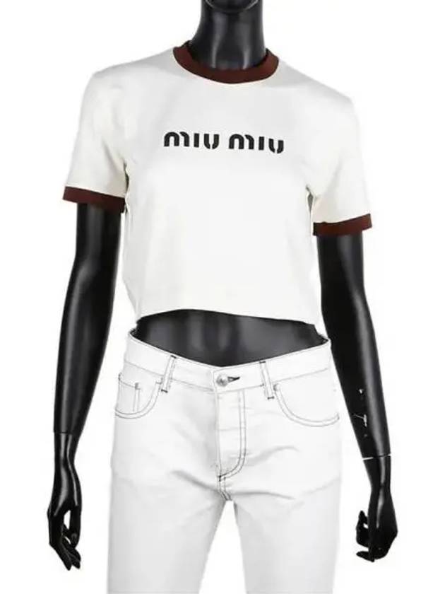 MIU logo crop short sleeve t shirt 271847 - MIU MIU - BALAAN 1