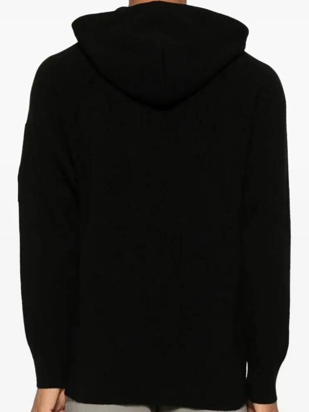 Lambswool GRS Hooded Waffle Knit Top Black - CP COMPANY - BALAAN 5