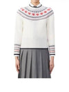 Striped Grosgrain Loop Tab Mohair Rose Wool Knit Top White - THOM BROWNE - BALAAN 2