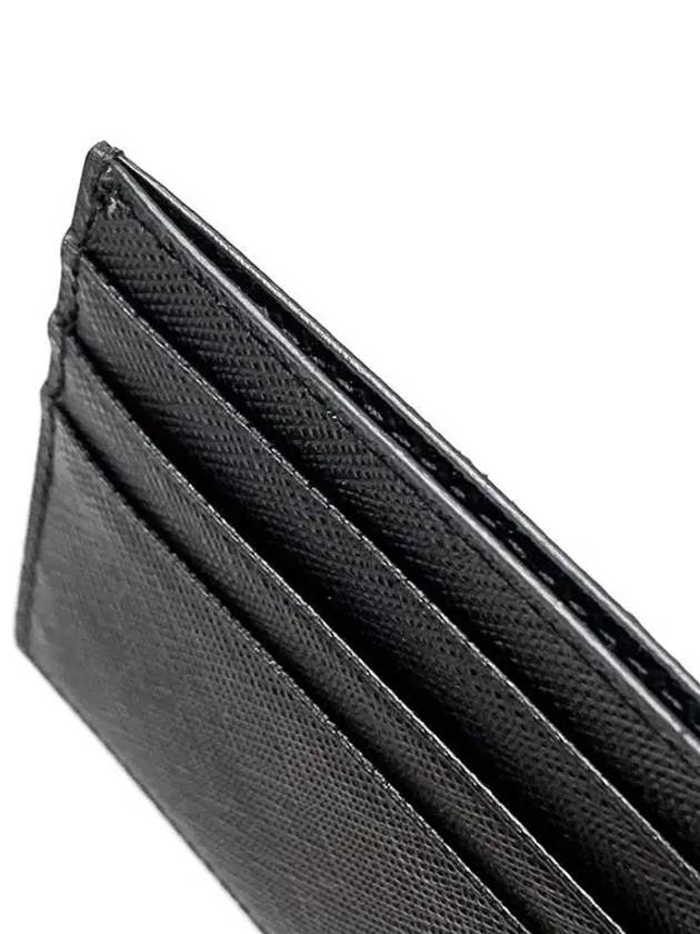 Saffiano Leather Triangle Logo Card Wallet Black Gold - PRADA - BALAAN 6