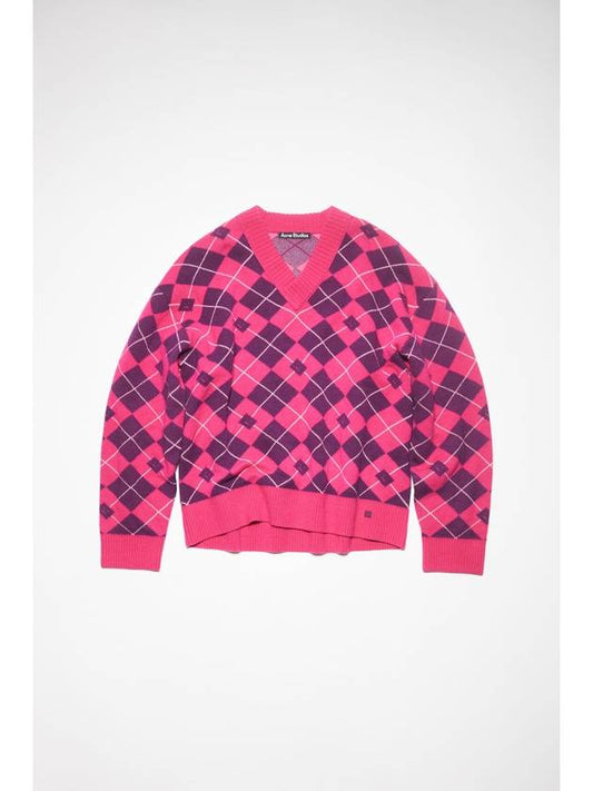 Jacquard Wool Knit Top Bright Pink - ACNE STUDIOS - BALAAN 1