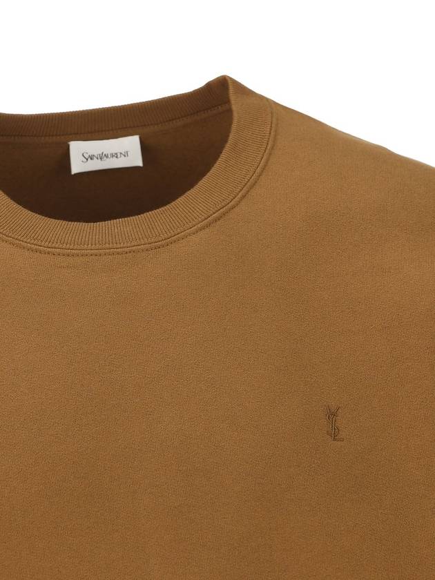 Embroidered logo knit top brown - SAINT LAURENT - BALAAN 4