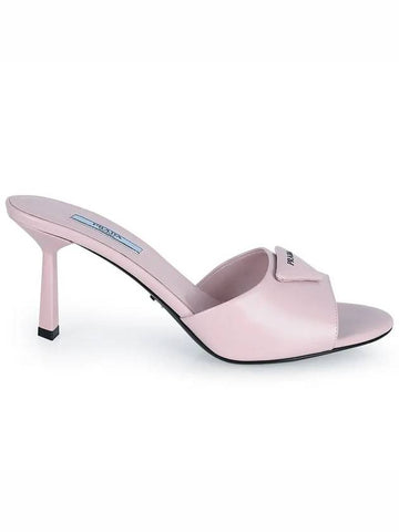 Women's Leather Sandals Heel Pink - PRADA - BALAAN 1