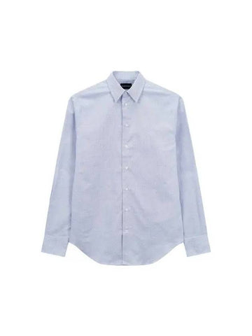 Men s Micro Pattern Modern Fit Shirt Blue - EMPORIO ARMANI - BALAAN 1